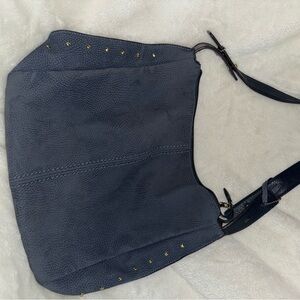 Sondra Roberts Navy Hobo Bag with Gold Accents